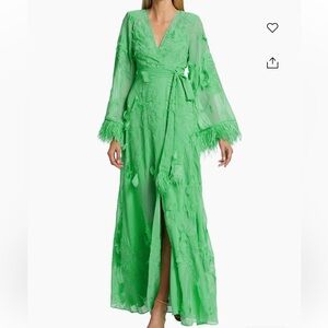 Alexis Kalin Feather Trim Wrap Maxi Dress